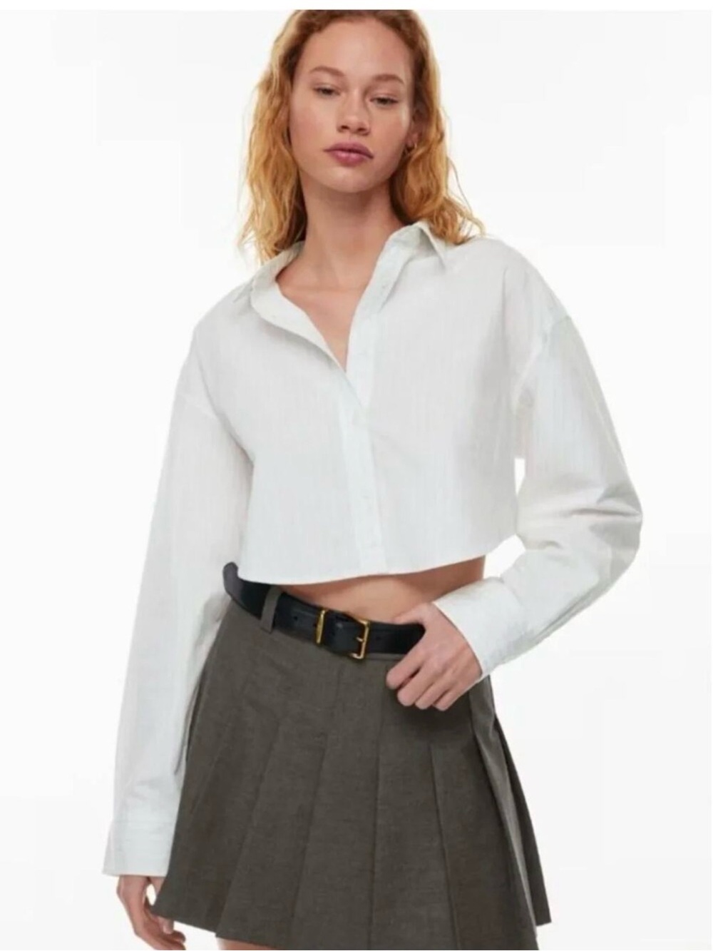 SUNDAY BEST • Aritzia poppy poplin shirt button down cropped white XS